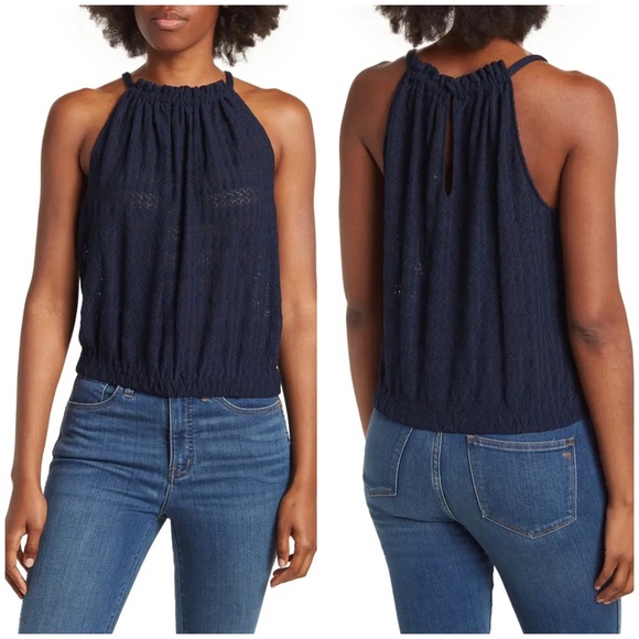 Ramy Brook Tops - NWT Ramy Brook Noah Textured Tank Top Small navy blue